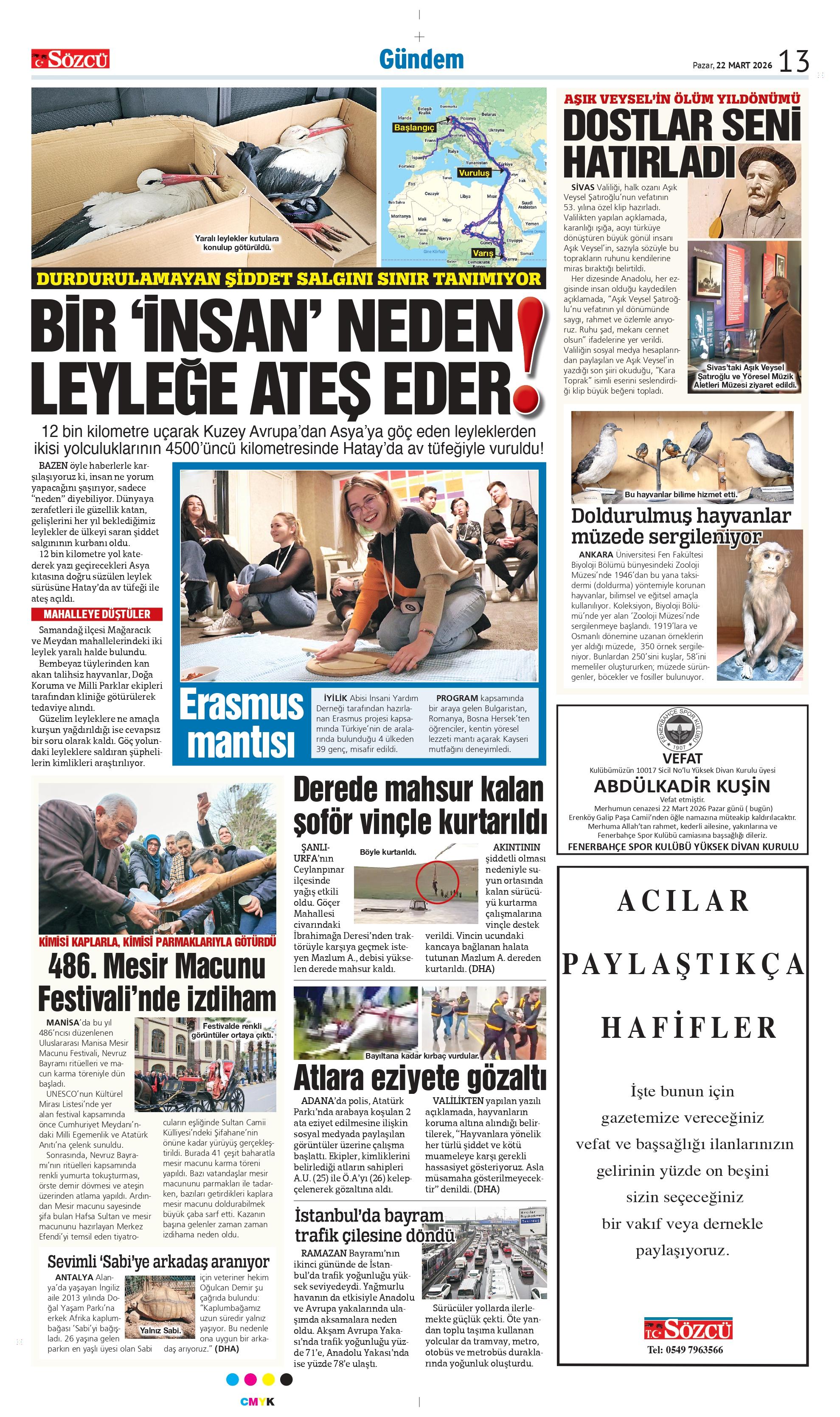 22 MART 2026 VEFAT İLANLARI