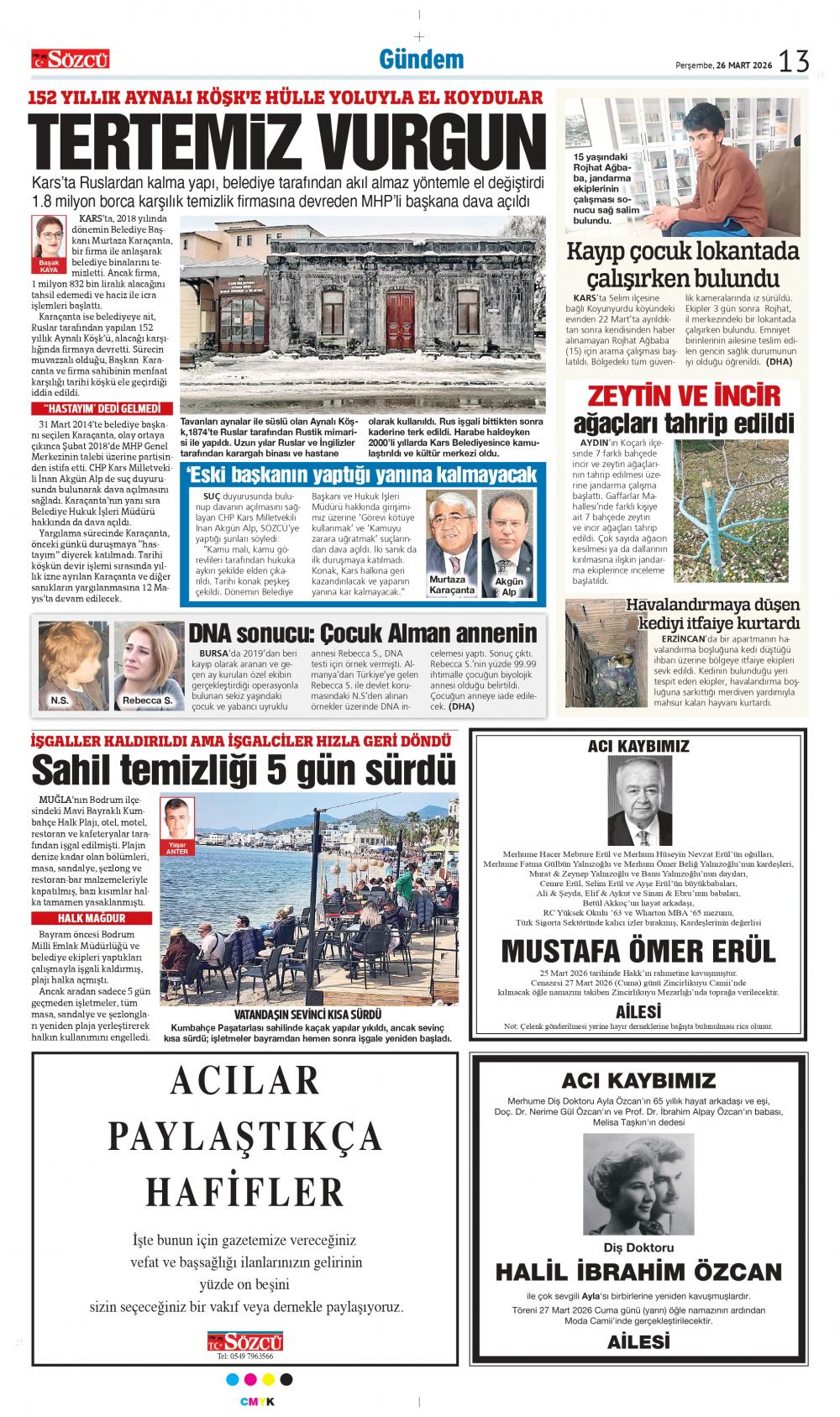 26 MART 2026 VEFAT İLANLARI